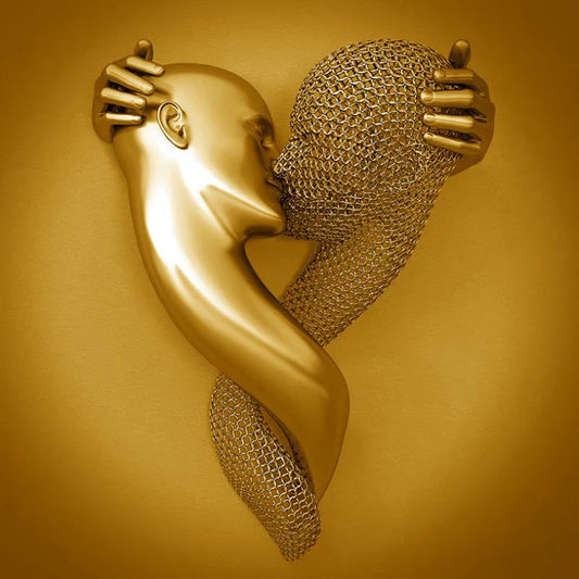 Romantisches Canvas-Bild mit Metallfigur – Moderne Deko in Silbergrau (Ohne Rahmen) | BEST-AMBIENCE