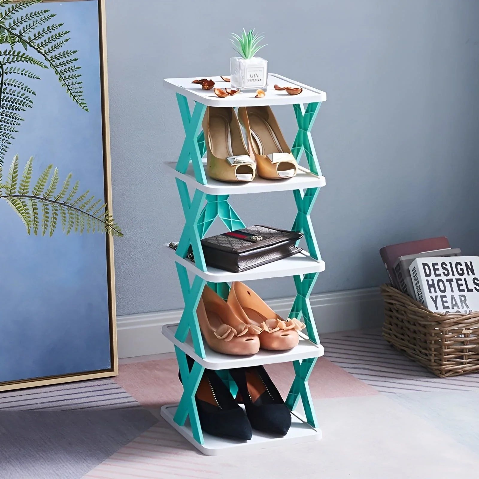 Faltbares Schuhregal – platzsparend & multifunktional in Blau | BEST-AMBIENCE