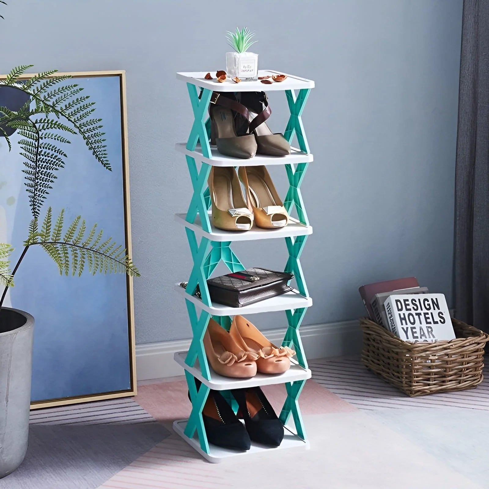 Faltbares Schuhregal – platzsparend & multifunktional in Blau | BEST-AMBIENCE