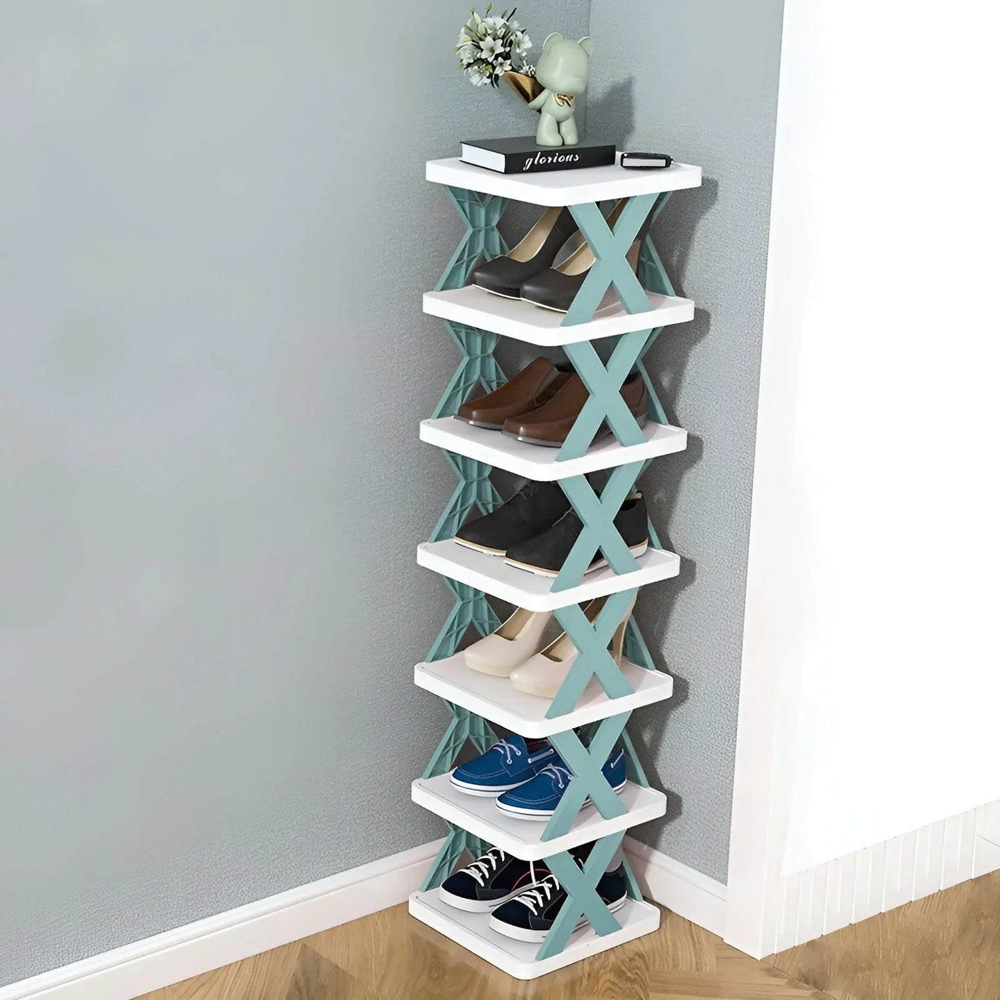 Faltbares Schuhregal – platzsparend & multifunktional in Blau | BEST-AMBIENCE