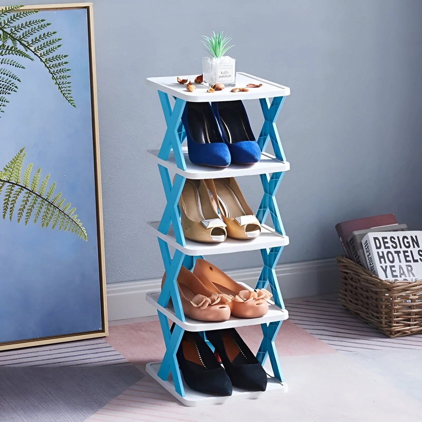Faltbares Schuhregal – platzsparend & multifunktional in Blau | BEST-AMBIENCE