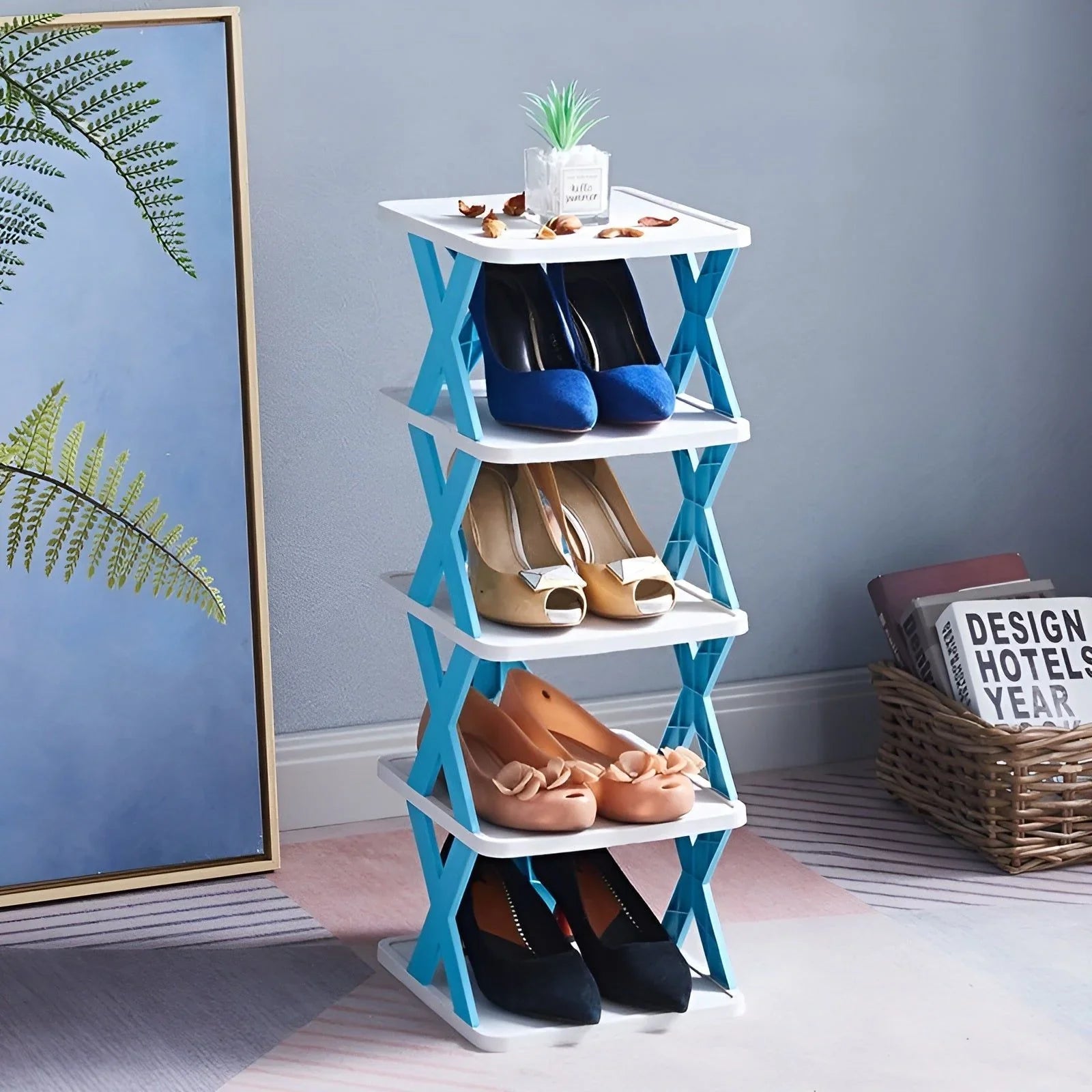 Faltbares Schuhregal – platzsparend & multifunktional in Blau | BEST-AMBIENCE