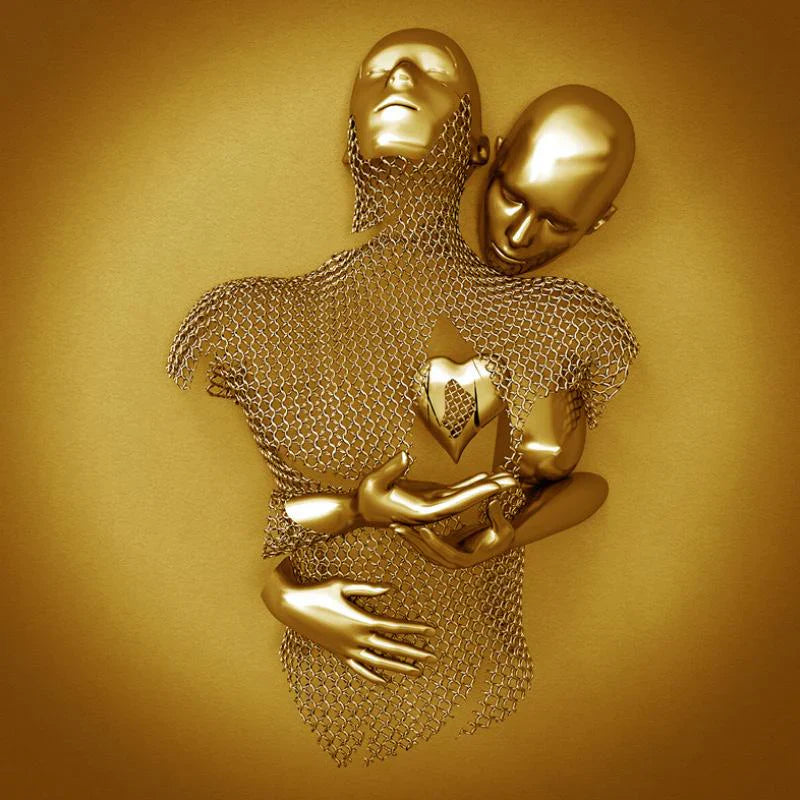 Romantisches Canvas-Bild mit Metallfigur – Moderne Deko in Silbergrau (Ohne Rahmen) | BEST-AMBIENCE