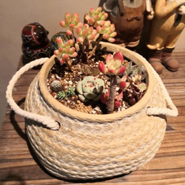 Blumentopf Keramik mit Seilgriffen – Deko Pflanztopf - Detailansicht 10 | BEST-AMBIENCE