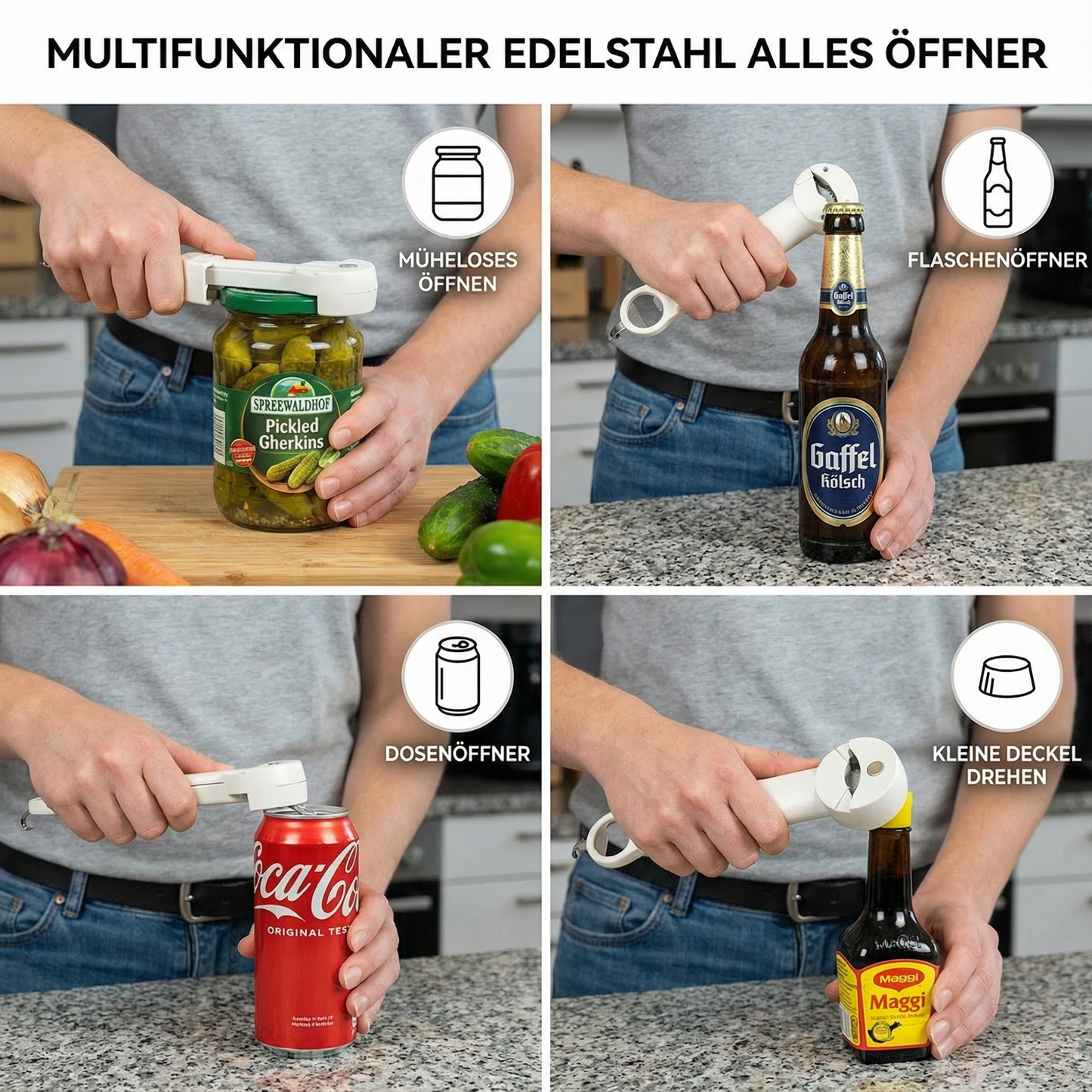 Edelstahl Flaschenöffner Multifunktional Küchenhelfer - Detailansicht 4 | BEST-AMBIENCE