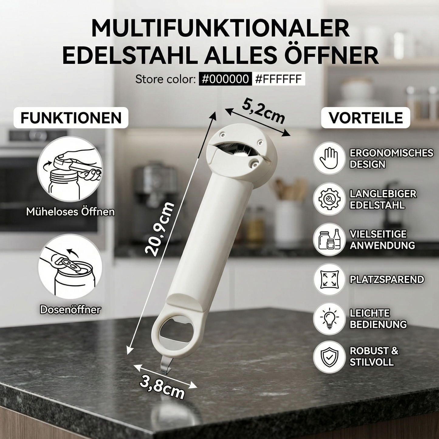 Edelstahl Flaschenöffner Multifunktional Küchenhelfer - Detailansicht 5 | BEST-AMBIENCE