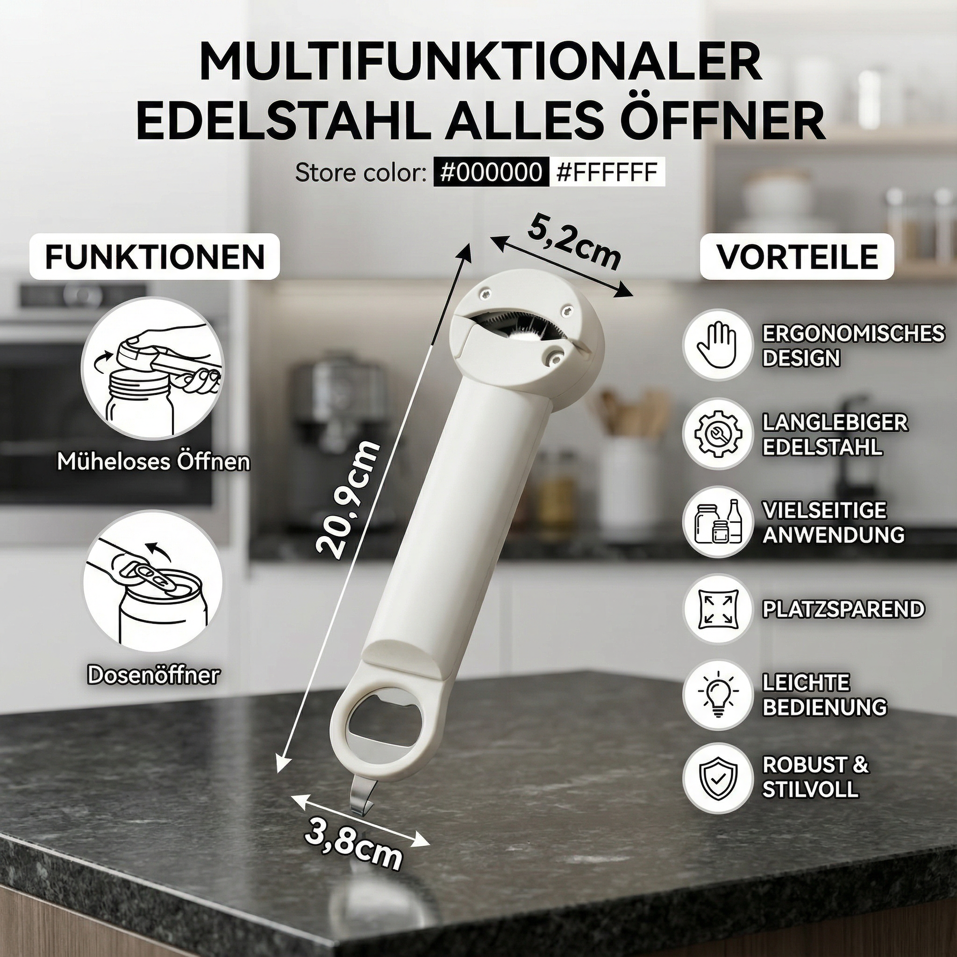 Edelstahl Flaschenöffner Multifunktional Küchenhelfer - Detailansicht 5 | BEST-AMBIENCE