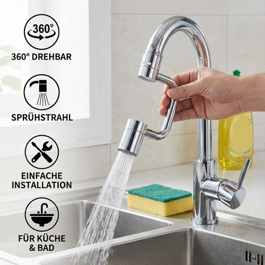 Schwenkbarer Wasserhahn-Aufsatz 360° mit Sprühfunktion - Detailansicht 2 | BEST-AMBIENCE